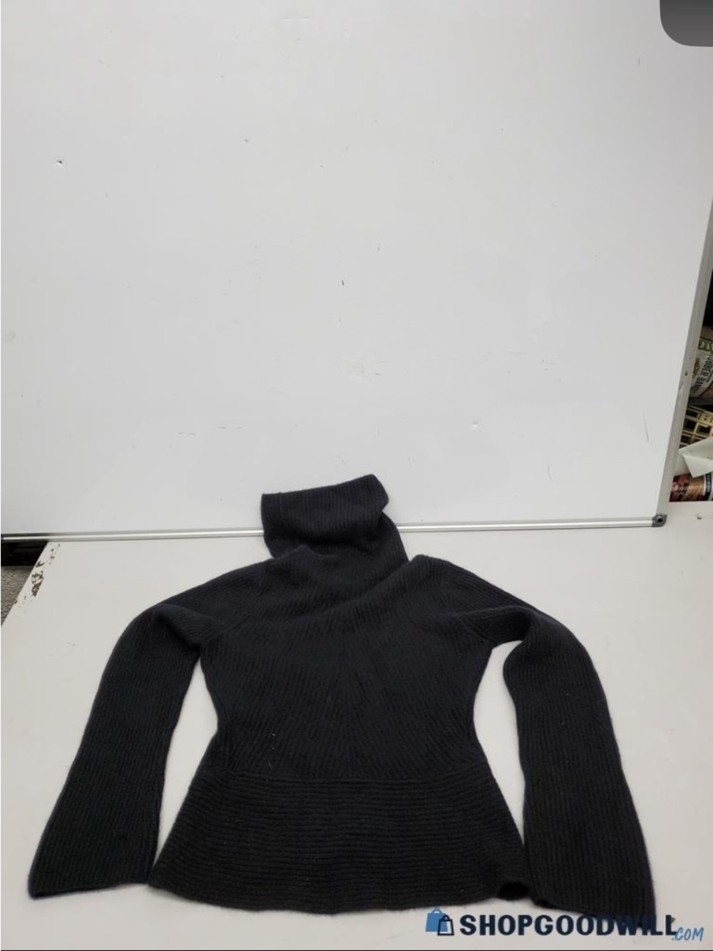 Brunello Cucinelli Black Cashmere Turtleneck Ribbed Women's Sweater